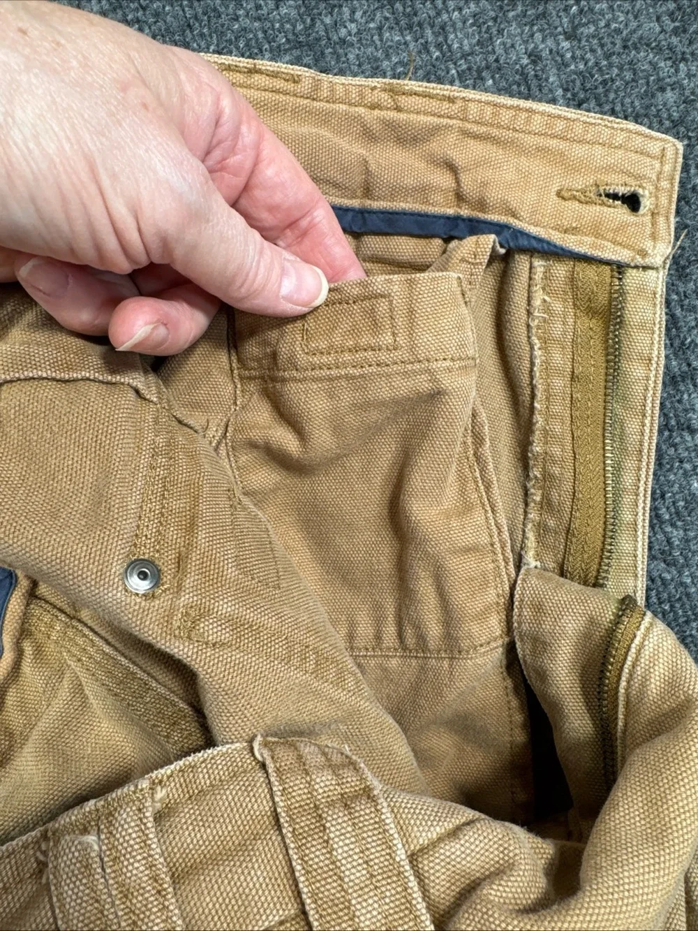 Duluth Trading Co Cargo Pants Mens 34x32 Tan Flex Fire Hose Workwear Utility